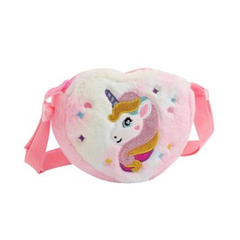 Kids Crossbody Bag Girls Crossbody Bag, Plush Unicorn Bag Unicorn Purses for Girls, Little Girls Purse Toddler Purse for Girls (Multicolor-Pink)