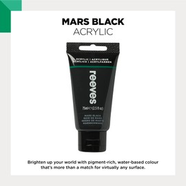 Reeves Acrylic Paint - Highly Pigmentented Acrylic Paint For Hobbyist, Leisure & School - Mars Black, 75ml