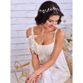 Aukmla Wedding Leaves Crown Headpiece Jewelry Bridal Hairpiece for Women and Girls, Silver Color