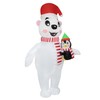 eLUUGIE Inflatable Polar Bear Holding Penguin Christmas Inflatable Penquin Costume
