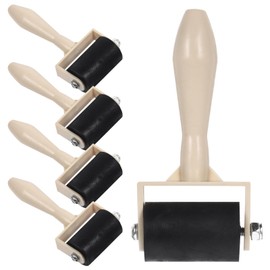 NIYANGLE Rubber Roller for Printmaking, 5pcs 1.9in Art Craft Rollers Plastic Ink Roller Stamping Tool Paint Brush Versatile for Gluing Printing Inking Crafting Art DIY