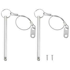 PATIKIL Quick Release Pin, Diameter 5/16"(8mm), Total Length 2.8"(70mm), Effective Length 2.2"(57mm), 2pcs Bimini Top Pin with Lanyard Prevent Loss Marine Hardware Silver