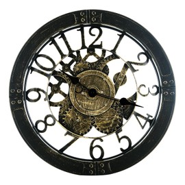 Tahitica 16 Inch Silent Non Ticking Wall Clock, Large Quartz Vintage Clock, Industrial Retro Decorate Clock, Battery Operated, Antique Bronze, Easy to Read for Living Room, Kitchen, Restaurant