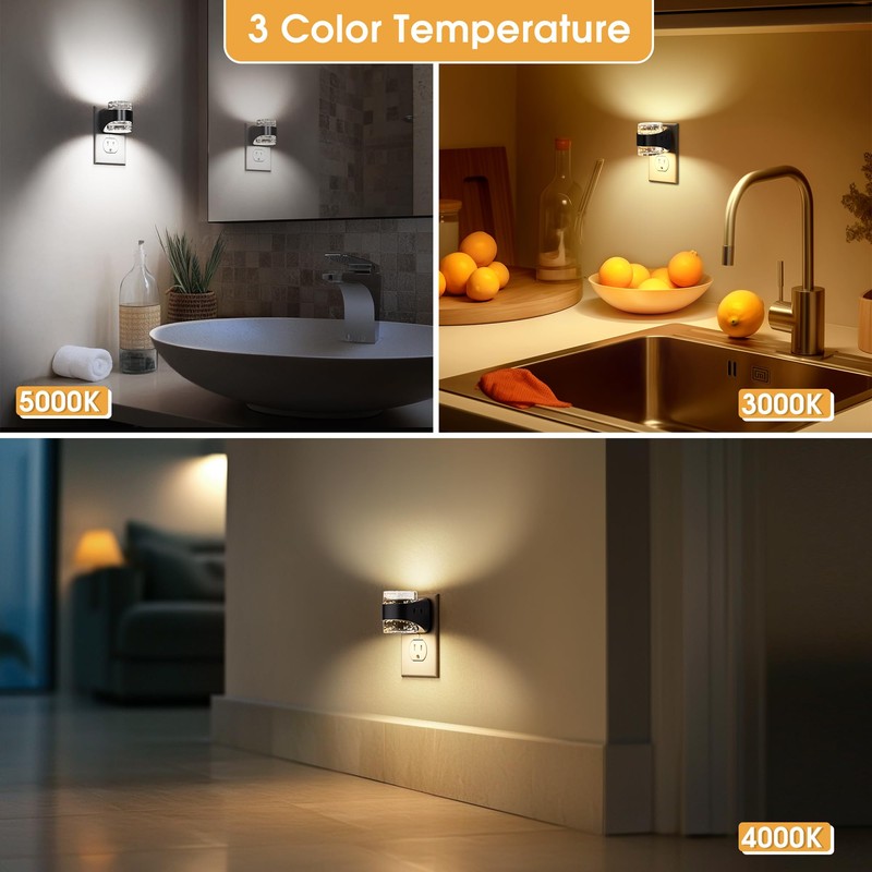 Briignite LED Night Light Plug into Wall[2 Pack] Dimmable Night