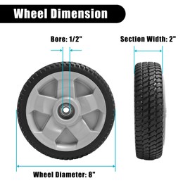 Cluparis 125-2510 Wheel Drive Assembly Fits for TimeMaster 30in Lawn Mowers 20199 20200 20975 20976 20977 20978 21199 21200 21810 21811, 8" Replacement Front Wheel, 2 Pack (Gray)