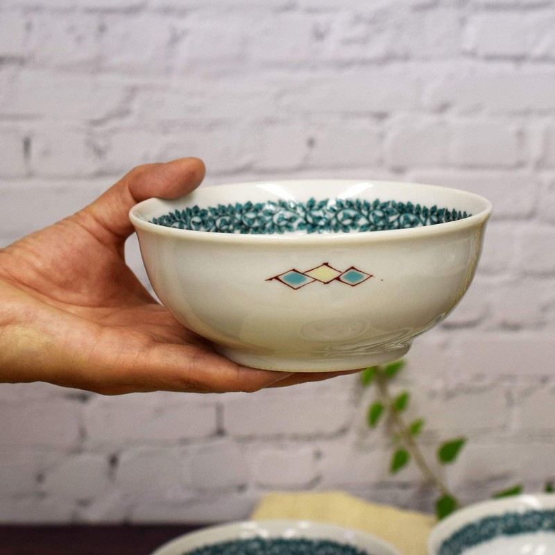 Kutani Ware Small Bowl, Stylish Tableware, Set of 5, Flower