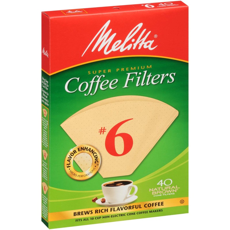 Melitta #6 Cone Coffee Filters, Unbleached Natural Brown, 40 Count