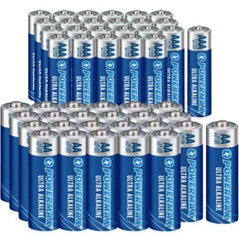 Powermax Double AA and Triple AAA Batteries 48-Count Combo Pack, 24-Count Each, Ultra Long Lasting Alkaline Battery, 10-Year Shelf Life, Reclosable Packaging