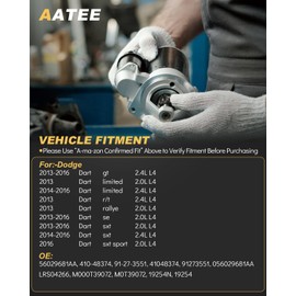 AATEE 56029681AA Starter Motor for:-Dodge Dart Gt Limited R/T Rallye Se Sxt Sxt Sport 2013 2014 2015 2016, 2.0L 2.4L L4 12V 1.4KW 10Teeth, Replace# M000T39072, M0T39072, 19254N