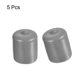 sourcing map 5pcs Rubber End Caps Protective Caps 24mm ID Vinyl PVC Round Tube Bolt Cap Cover Screw Thread Protectors Light Gray