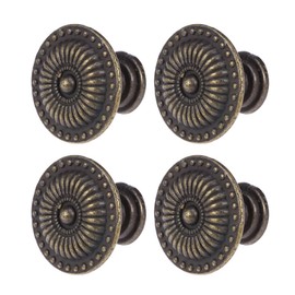 Winomo 4PCS Vintage Cupboards Drawer Pull Handle Knob, Kitchen Cabinet Cupboard Drawer Door Knobs,Cabinet Pull Handle Knob,Round Cabinet Knobs Vintage Drawer Knobs(Bronze)