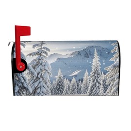 Mailbox Covers Magnetic Post Letter Box Winter Skiing Mailbox Wraps Standard Size 25.5x21 in Outdoor Letter Box Cover Garden Decorations Post Box Cover for Outside