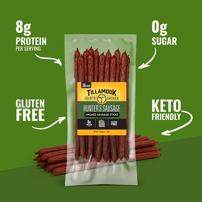 Tillamook Country Smoker Smoked Sausage, Hunter's Sausage, 16 Ounce (36