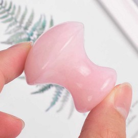 Sun & Sia - Gesichtsmassage Stein Rosenquarz, Gua Sha Pilz aus Naturstein, Anti-Aging-Massagegerät aus Rosenquarz, Reduziert feine Linien, Regt die Durchblutung an, Für Gesunde, Strahlende Haut