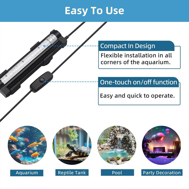 DaToo Submersible Aquarium Light 6Inch Fish Tank Light Bubbler Wall