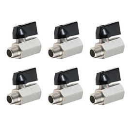 Brass Mini Ball Valve 1/4" NPT Female to Male Shut-Off Valve, 1/4 Inch Male x Female NPT Thread Pipe Fitting, 1/4 Inch Mini Brass Ball Valve Shut Off Switch 6PCS