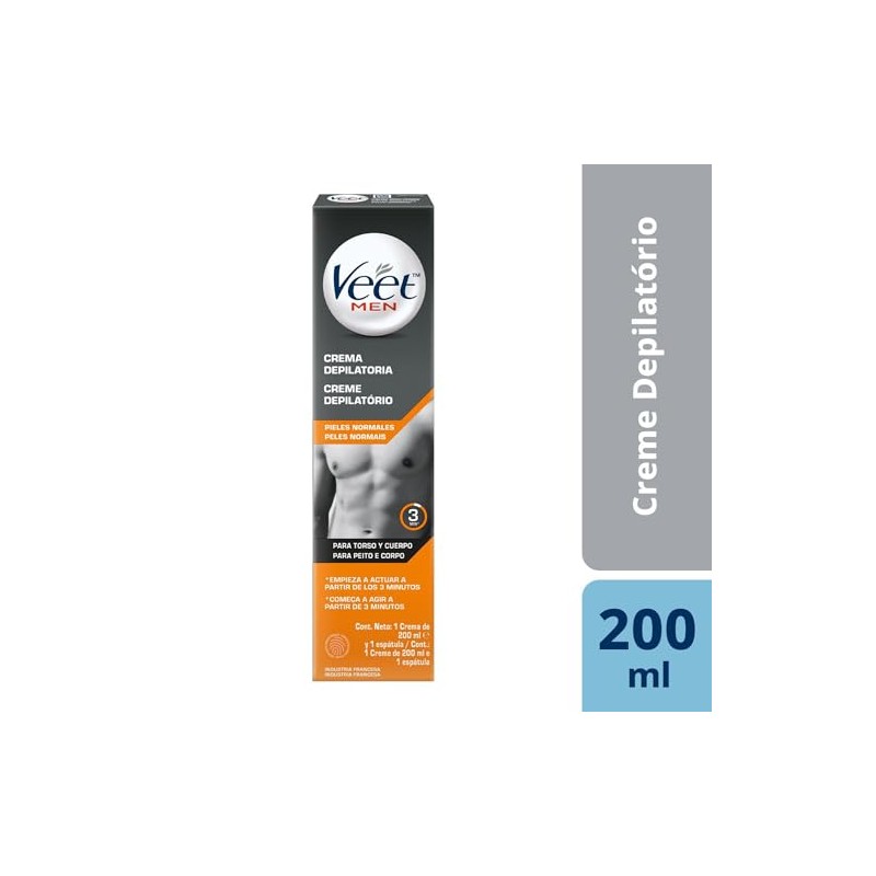 Veet Men Crema Depilatoria para Hombres, Piel Normal Envase 200