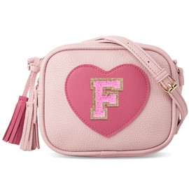 Little Girl Heart Purse, Cute Initial Purse Gifts for Girls 2-10, Toddler Kids Crossbody Bag with Tassel