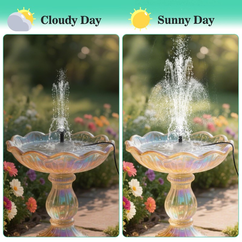 Solar Water Fountain for Bird Bath with Seperate Solar Panel