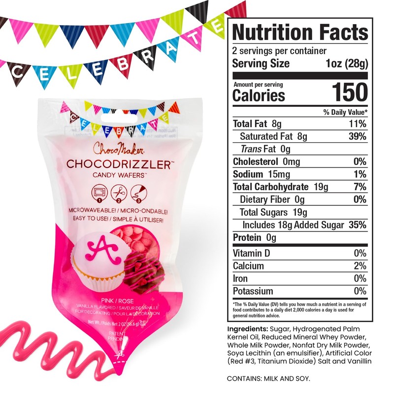 Chocodrizzler Candy Wafers Microwaveable Pouch 2 Oz (Bright Pink)