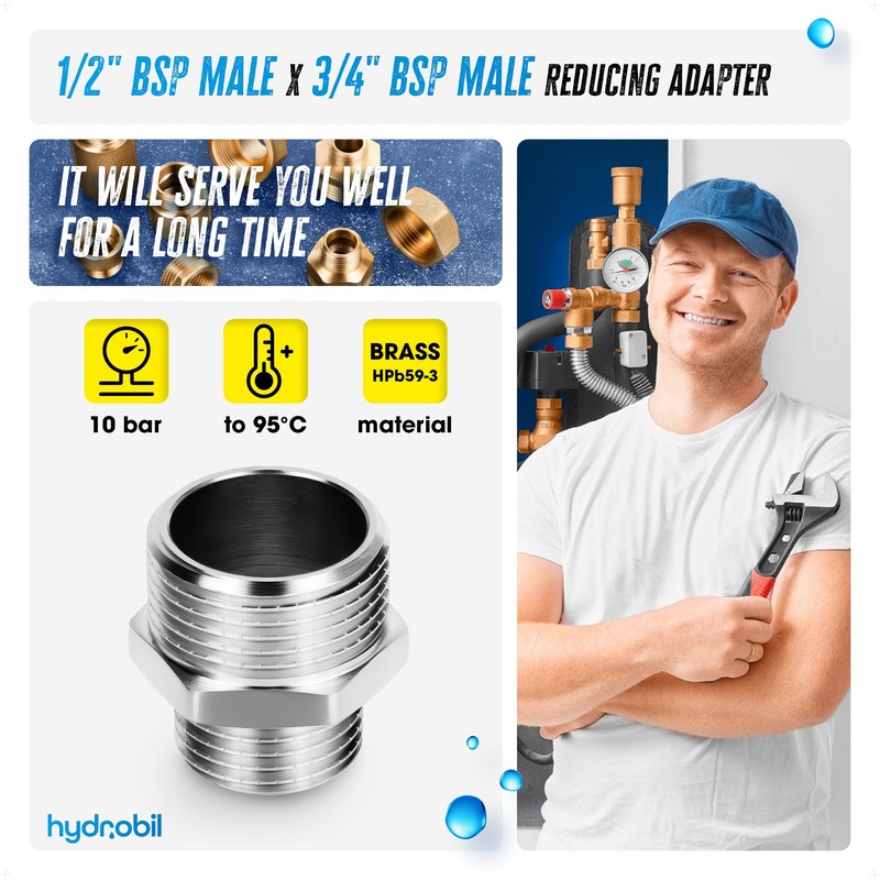 BFG BSP Reducing Nipple | 1/2 Inch Male Thread -