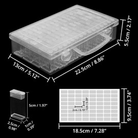 BELLE VOUS 64 Grids Plastic Diamond Dot Painting Storage Box with and Labels - Transparent Organiser Boxes - Container Case Set for Craft, Embroidery, DIY Nail Art, Jewellery, Beads and Diamonds