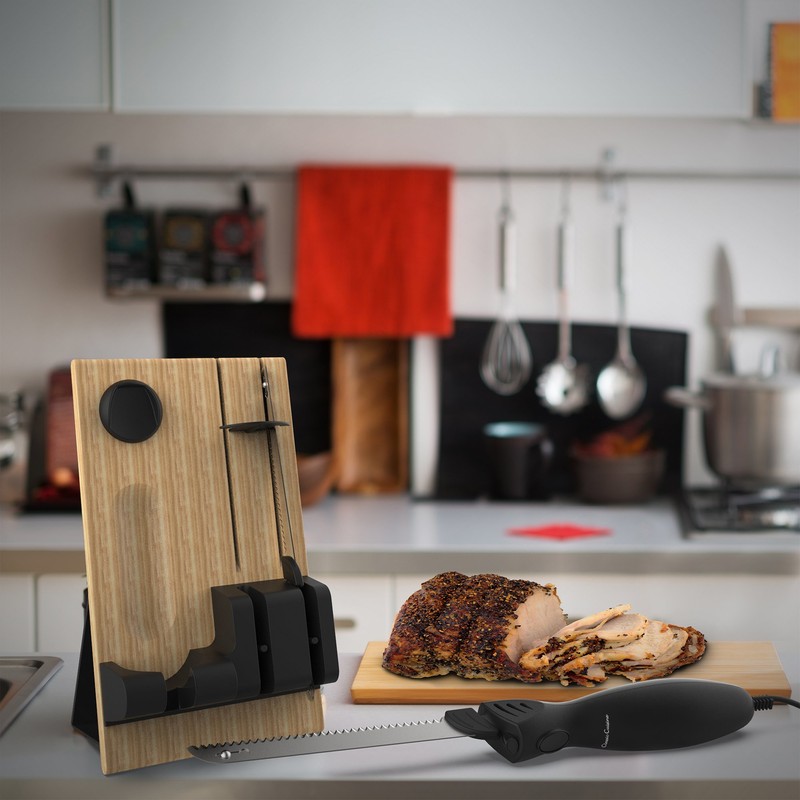 Electric Carving Knife Set - 2 Stainless-Steel Blades, Comfort Grip