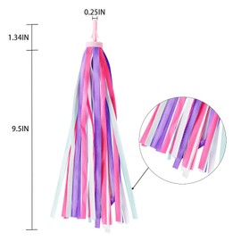 Umatoll 1 Pair(2pcs) Kid's Bike Streamers, Colorful Bicycle Tassels Ribbon for Girls Boys, Balance Bike Scooter Handlebar Accessories (Purple)
