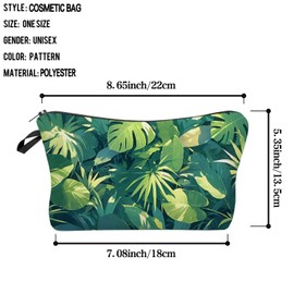 Livel lhood Palm Leaves Makeup Bag Small Organizer Bag Toiletry Zipper Pouch Monstera Leaves Cosmetic Bag Birthday Present for Women Friends Sisters