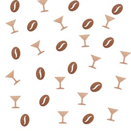 120 Martini and Coffee Bean Confetti, Brown Glitter Espresso Martini Confetti for Birthday Party, Martini Cut Out for Cocktail Night Party Table Decoration