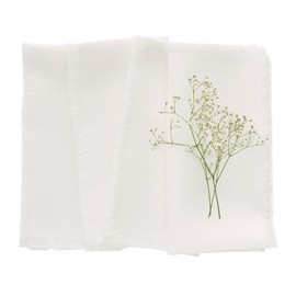 Solino Home Fringe Linen Dinner Napkins 20 x 20 Inch - 100% Pure Linen White Cloth Napkins Set of 4 for Spring, Easter - Handcrafted and Machine Washable