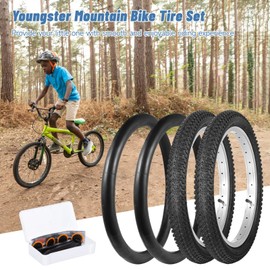Fansport 2 Pack 20x2.125 Bicycle Tires and Tubes,20 Inch Bike Tire, 20 x 2.125 Bike Tires & 20x2.125 Bike Tubes with Repair Kit, 20 Inch Mountain Bike Tire for MTB Tire, BMX Tire, Kids Bike Tire