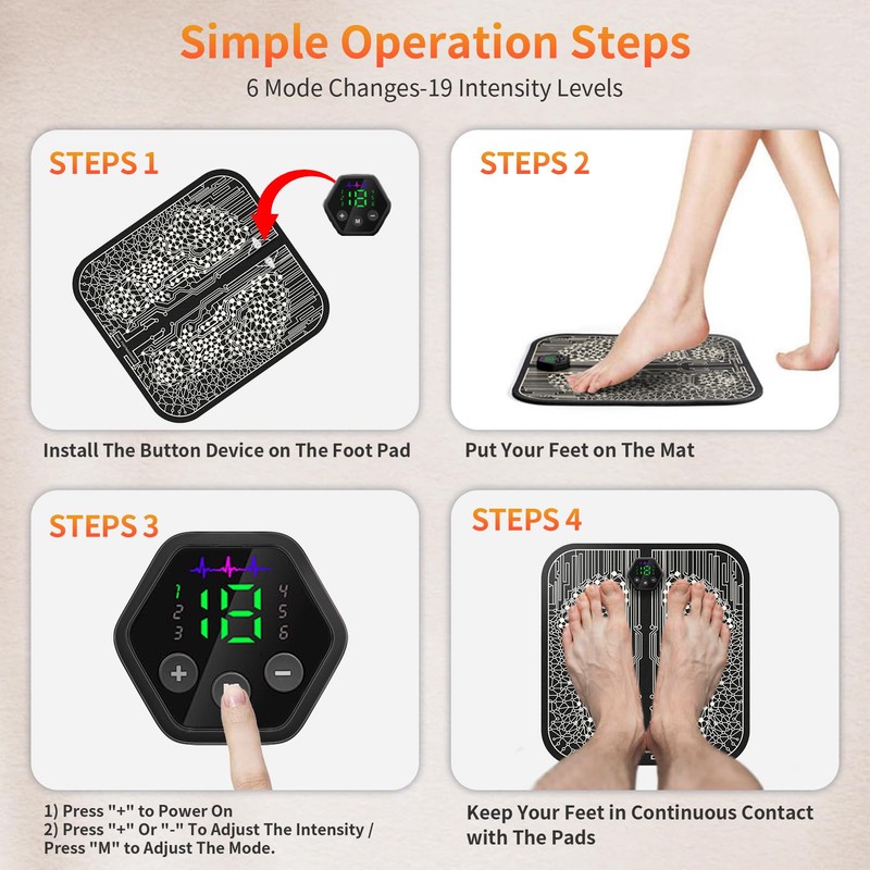 EMS Foot Massager, 6 Modes USB Electric Foot Massager -
