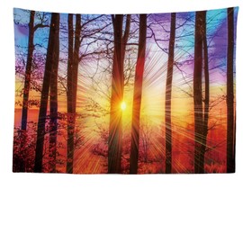 Ulticool - Trees Sunset Nature - Tapestry - 200 x 150 cm - Large Tapestry - Poster Decoration - Forest - Decoration - Cloth - Accessories for Bedroom Living Room