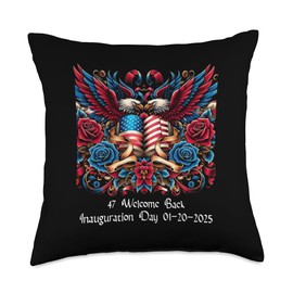 Inauguration Day 2025 American Memorabilia 47 Men Woman Kids Throw Pillow