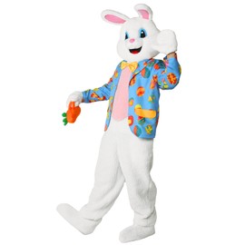 Wabolay Easter Bunny Costume Adult Rabbit Mascot Suit 6PCS Deluxe Plus Size Bunnies Onesie Outfit Carrot Bag for Men Women 2XL3XL