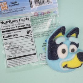 Bluey Candy Jumbo Marshmallows, Sugar Coated Treats, Individually Wrapped Pieces, 4 Count Box