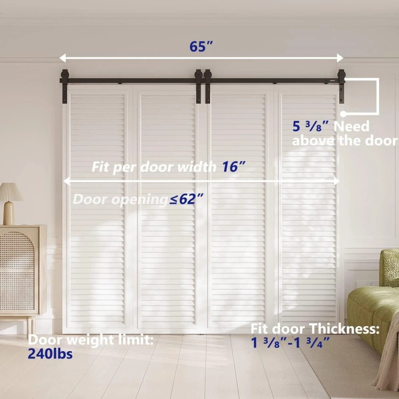 Standard Bifold Door Hardware Kit – For 4 Doors, Carbon