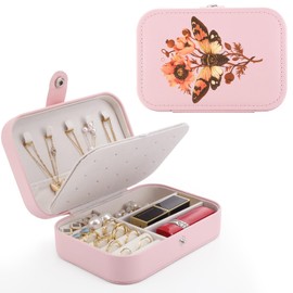 MAYCARI Jewellery Box Travel PU Leather Jewellery Box Small Jewellery Case for Rings, Earrings, Necklaces, Lipsticks Mini Jewellery Portable Jewellery Box Gift