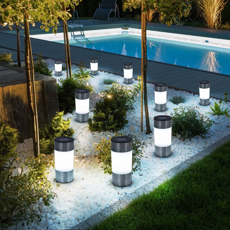 GLOBO 33254-3 LED Solar Lamp Stainless Steel Outdoor Garden Path