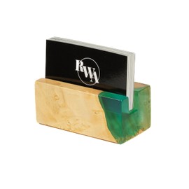 RWA Business Card Holder for Men & Women - Handcrafted Epoxy & Wood, Stylish & Durable Business Card Organizer, Premium Business Card Holders Desk Accessory for Professionals - ELEMENT aqua/maple