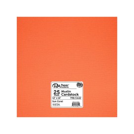 Not Available PA Paper Accents Muslin Cardstock 12" x 12" Sun Coral, 74lb colored cardstock