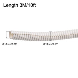 sourcing map Split Wire Loom Tubing PE Corrugated Pipe Conduit 10ft Length 10x13mm White for Wire Cable