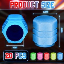 joleully Tallew 20 Pcs Glow in The Dark Tire Valve Caps Fluorescent Stem Car Universal Air Cap Auto Covers Cars Motorcycles SUV Trucks Bikes Accessories, 5 Colors, Yellow,Blue,Green,Red,Pink