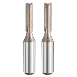 sourcing map 2pcs Straight Router Bit 1/2 Inch Shank 5/16" Cutting Dia, 2 Flutes 1.18 Inch Cutting Length YG6 Carbide Cutter with PTFE Heat Resistance Coating, Woodworking Grooving Trim Bit