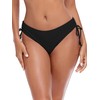 Ocean Blues Women's Black Sides Drawstring Full Coverage Bikini Bottom