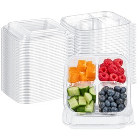 TOFLEN 30 Pcs Disposable Bento Snack Containers, 4 Compartment Divided Lunchable Containers with Lids for Meal Prep, Take-Out, Portion Control, BPA Free