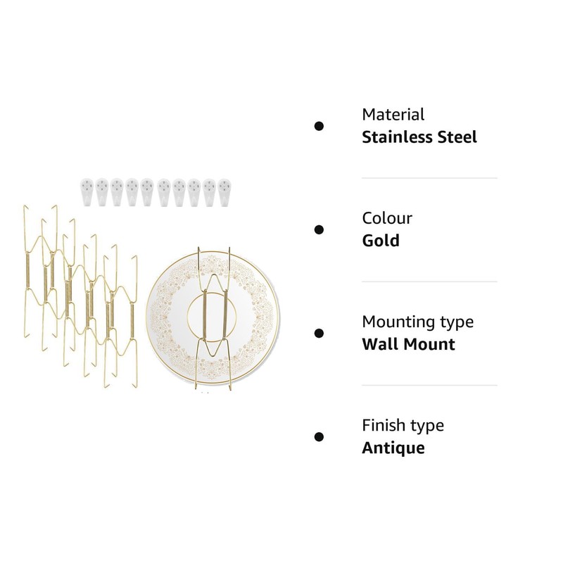 ieron 6Pcs Wall Plate Hanger Set, 4 Inches Dish Display