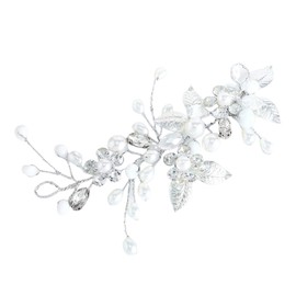 Silberhochzeit Kristall Haar Reben Blume Blatt Kopfschmuck, Perle Stirnband, Hochzeit Haarschmuck für die Braut, Haarschmuck für Frauen und Mädchen