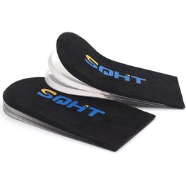 SQHT Adjustable Orthopedic Heel Lift Inserts - Height Increase Insoles for Leg Length Discrepancies and Achilles Tendonitis, Heel Cushion Lifts (Black, Small-Women's 4.5-9.5|Men's 6-8.5)